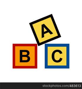ABC blocks toy flat icon isolated on white background. ABC blocks toy flat icon