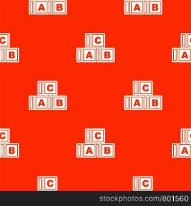 ABC cubes pattern repeat seamless in orange color for any design. Vector geometric illustration. ABC cubes pattern seamless