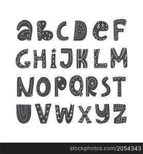 Abc Cute christmas alphabet. Hand drawing font for children. Flat isolated Vector illustration.. Abc Cute christmas alphabet. Hand drawing font for children. Flat isolated vector illustration