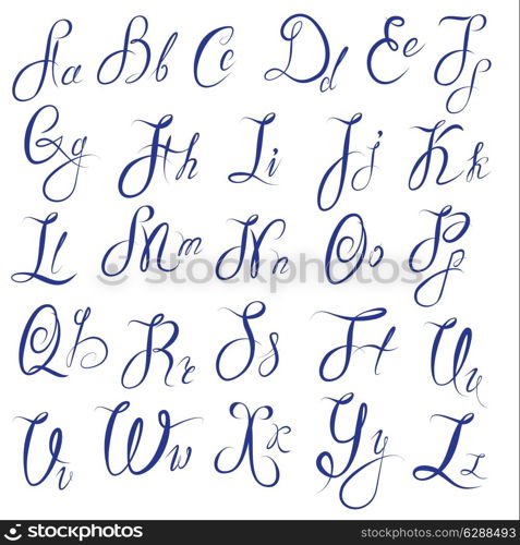 ABC - English alphabet - Handwritten calligraphic uppercase and lowercase letters.