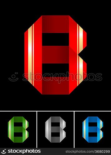 ABC font from coloured set paper ribbon-Latin letter B