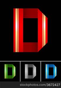 ABC font from coloured set paper ribbon-Latin letter D