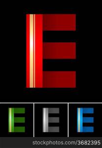 ABC font from coloured set paper ribbon-Latin letter E