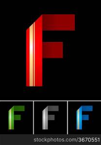 ABC font from coloured set paper ribbon-Latin letter F
