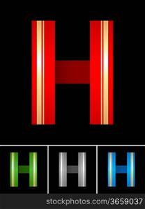 ABC font from coloured set paper ribbon-Latin letter H