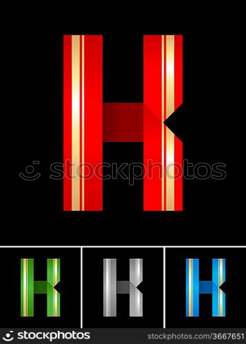 ABC font from coloured set paper ribbon-Latin letter K