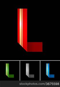 ABC font from coloured set paper ribbon-Latin letter L