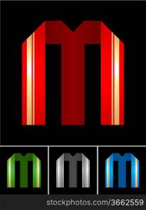 ABC font from coloured set paper ribbon-Latin letter M