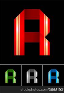 ABC font from coloured set paper ribbon-Latin letter R