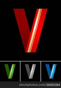 ABC font from coloured set paper ribbon-Latin letter V