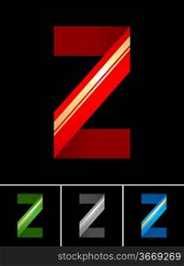ABC font from coloured set paper ribbon-Latin letter Z