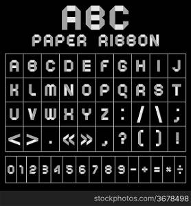 ABC font from paper tape, gray with black background