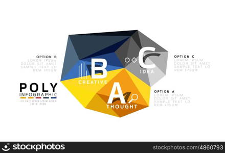 ABC infographics vector, geometric low poly abstract design