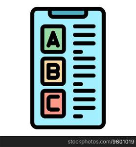 Abc phone quiz icon outline vector. Trivia exam. Show poster color flat. Abc phone quiz icon vector flat