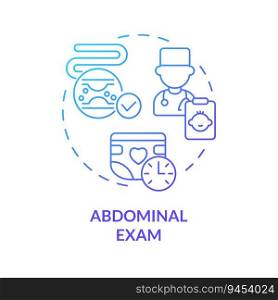 Abdominal exam blue gradient concept icon. Baby belly. Medical diagnosis. Doctor appointment. Newborn healthcare. Infant care abstract idea thin line illustration. Isolated outline drawing. Abdominal exam blue gradient concept icon