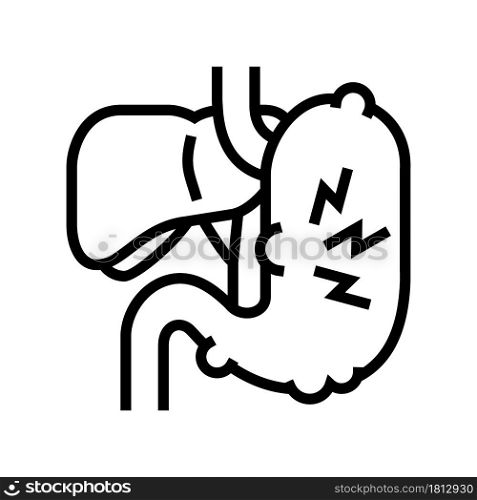 abdominal pain hepatitis line icon vector. abdominal pain hepatitis sign. isolated contour symbol black illustration. abdominal pain hepatitis line icon vector illustration