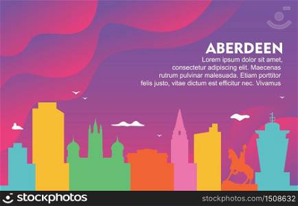 Aberdeen City Building Cityscape Skyline Dynamic Background Illustration