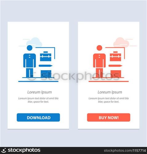 Abilities, Accomplished, Achieve, Businessman Blue and Red Download and Buy Now web Widget Card Template