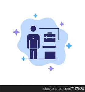 Abilities, Accomplished, Achieve, Businessman Blue Icon on Abstract Cloud Background