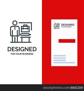 Abilities, Accomplished, Achieve, Businessman Grey Logo Design and Business Card Template
