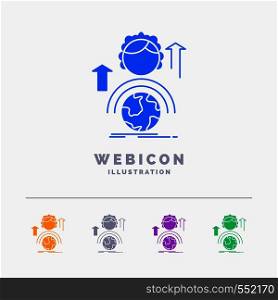 abilities, development, Female, global, online 5 Color Glyph Web Icon Template isolated on white. Vector illustration. Vector EPS10 Abstract Template background