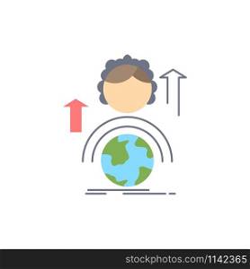 abilities, development, Female, global, online Flat Color Icon Vector