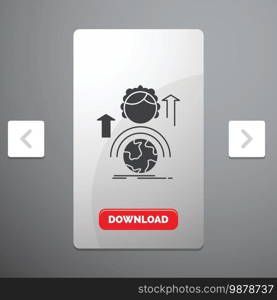 abilities, development, Female, global, online Glyph Icon in Carousal Pagination Slider Design   Red Download Button. Vector EPS10 Abstract Template background
