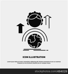 abilities, development, Female, global, online Icon. glyph vector gray symbol for UI and UX, website or mobile application. Vector EPS10 Abstract Template background