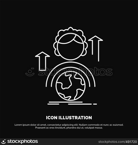 abilities, development, Female, global, online Icon. Line vector symbol for UI and UX, website or mobile application. Vector EPS10 Abstract Template background