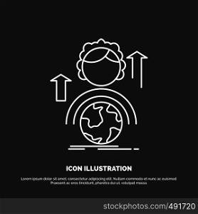 abilities, development, Female, global, online Icon. Line vector symbol for UI and UX, website or mobile application. Vector EPS10 Abstract Template background