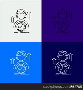 abilities, development, Female, global, online Icon Over Various Background. Line style design, designed for web and app. Eps 10 vector illustration. Vector EPS10 Abstract Template background