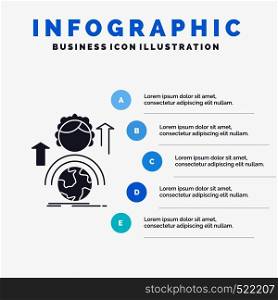 abilities, development, Female, global, online Infographics Template for Website and Presentation. GLyph Gray icon with Blue infographic style vector illustration.. Vector EPS10 Abstract Template background