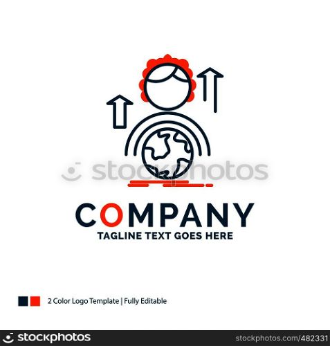 abilities, development, Female, global, online Logo Design. Blue and Orange Brand Name Design. Place for Tagline. Business Logo template.
