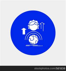 abilities, development, Female, global, online White Glyph Icon in Circle. Vector Button illustration. Vector EPS10 Abstract Template background