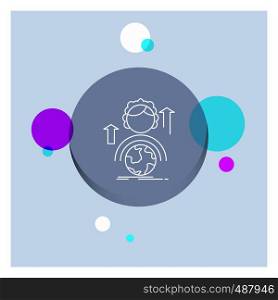 abilities, development, Female, global, online White Line Icon colorful Circle Background. Vector EPS10 Abstract Template background