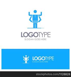 Ability, Human, Multitask, Organization Blue Solid Logo with place for tagline