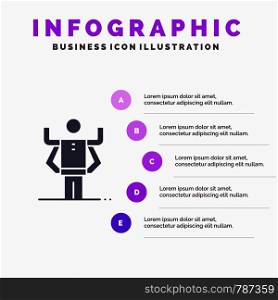 Ability, Human, Multitask, Organization Solid Icon Infographics 5 Steps Presentation Background