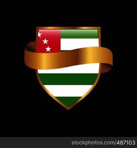 Abkhazia flag Golden badge design vector