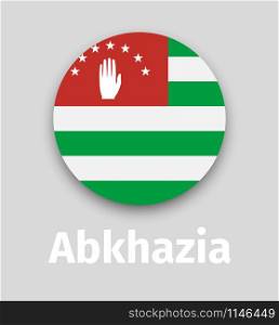 Abkhazia flag, round icon with shadow isolated vector illustration. Abkhazia flag, round icon