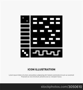 Ableton, Application, Audio, Computer, Draw solid Glyph Icon vector