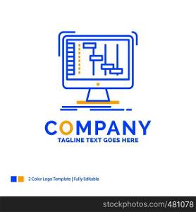 Ableton, application, daw, digital, sequencer Blue Yellow Business Logo template. Creative Design Template Place for Tagline.