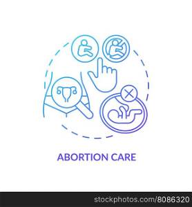 Abortion care blue gradient concept icon. Unwanted pregnancy. Abortion access. Healthy woman. Sexual health. Reproductive choice abstract idea thin line illustration. Isolated outline drawing. Abortion care blue gradient concept icon