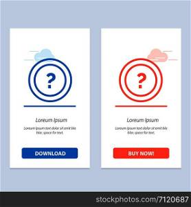 About, Ask, Information, Question, Support Blue and Red Download and Buy Now web Widget Card Template