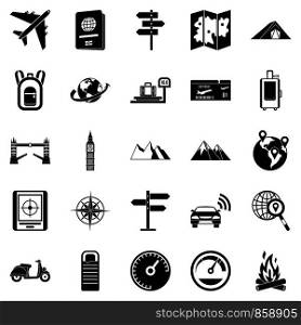 Abroad icons set. Simple set of 25 abroad vector icons for web isolated on white background. Abroad icons set, simple style