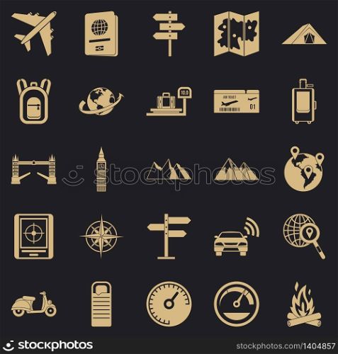 Abroad icons set. Simple set of 25 abroad vector icons for web for any design. Abroad icons set, simple style