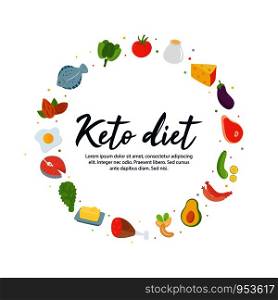 Absctract concept Ketogenic diet food, round illustration. Absctract concept Ketogenic diet food