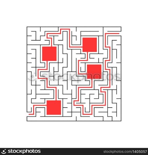 Abstact labyrinth. Educational game for kids. Puzzle for children. Maze conundrum. Find the right path. Vector illustration.. Abstact labyrinth. Educational game for kids. Puzzle for children. Maze conundrum. Find the right path. Vector illustration. With answer.