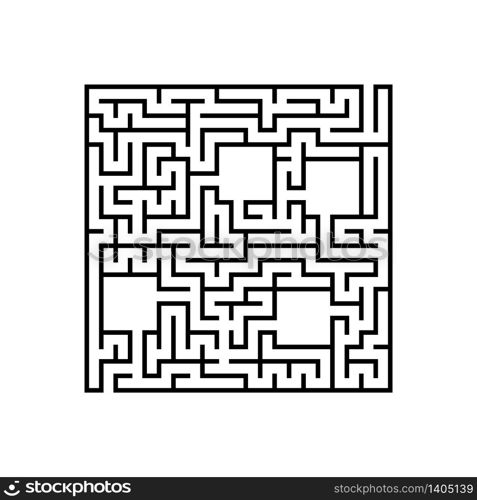 Abstact square labyrinth. Educational game for kids. Puzzle for children. Maze conundrum. Find the right path. Vector illustration.