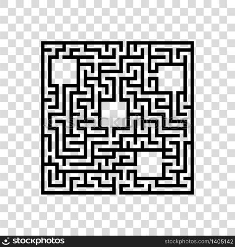 Abstact square labyrinth. Educational game for kids. Puzzle for children. Maze conundrum. Find the right path. Vector illustration.