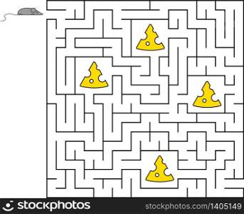 Abstact square labyrinth. Educational game for kids. Puzzle for children. Maze conundrum. Find the right path. Vector illustration.